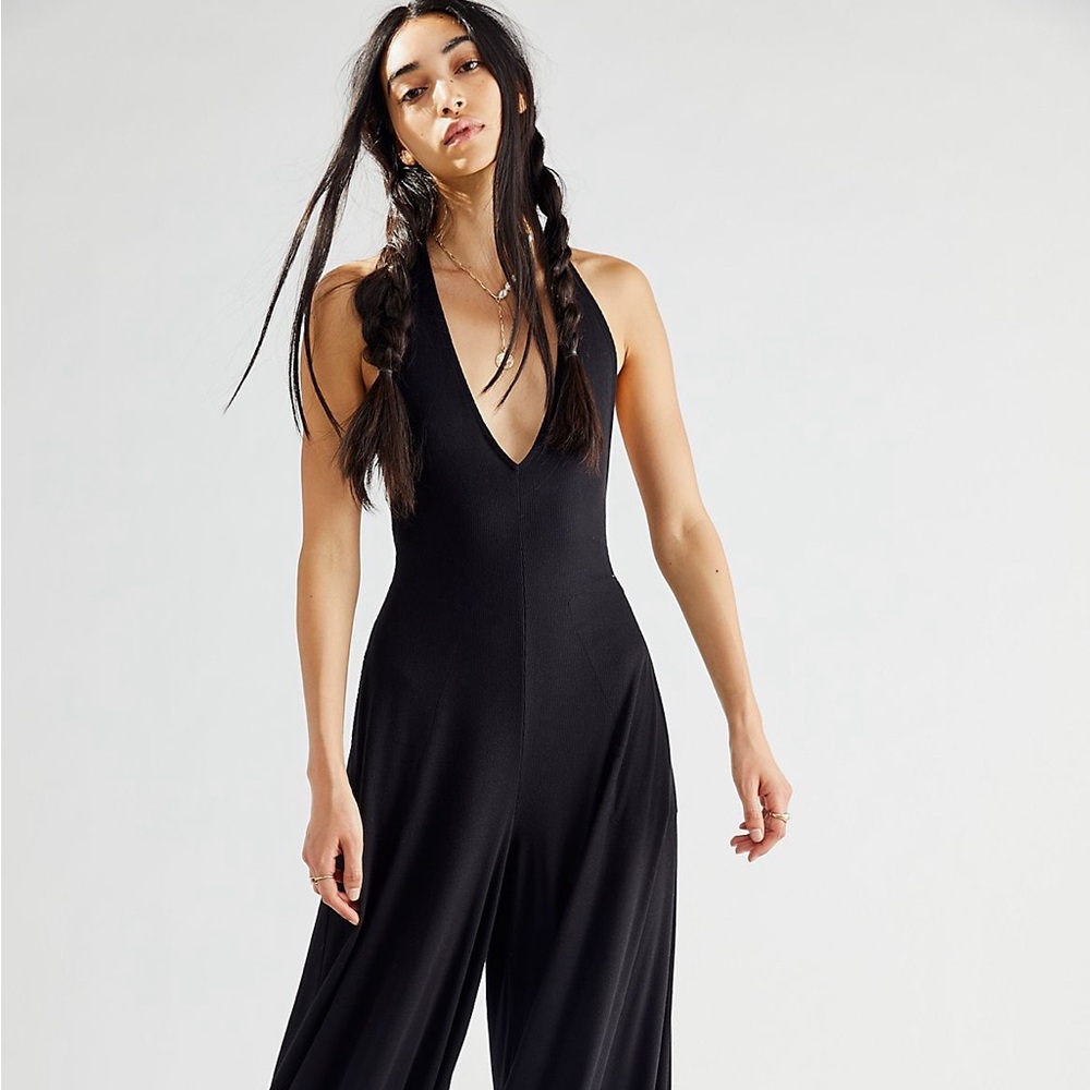 Free People Leigh Open Back One Piece. Black. Size XS